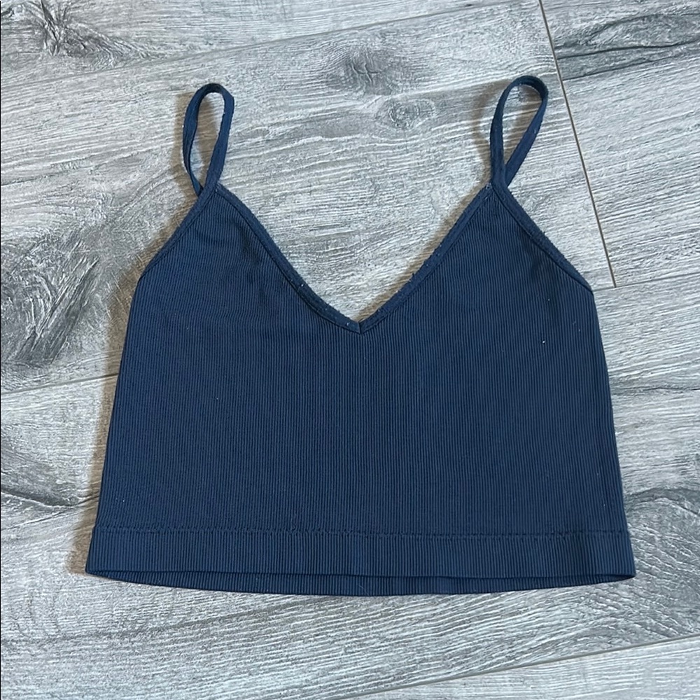 Garage Blue Sleeveless Fitted Crop Camisole